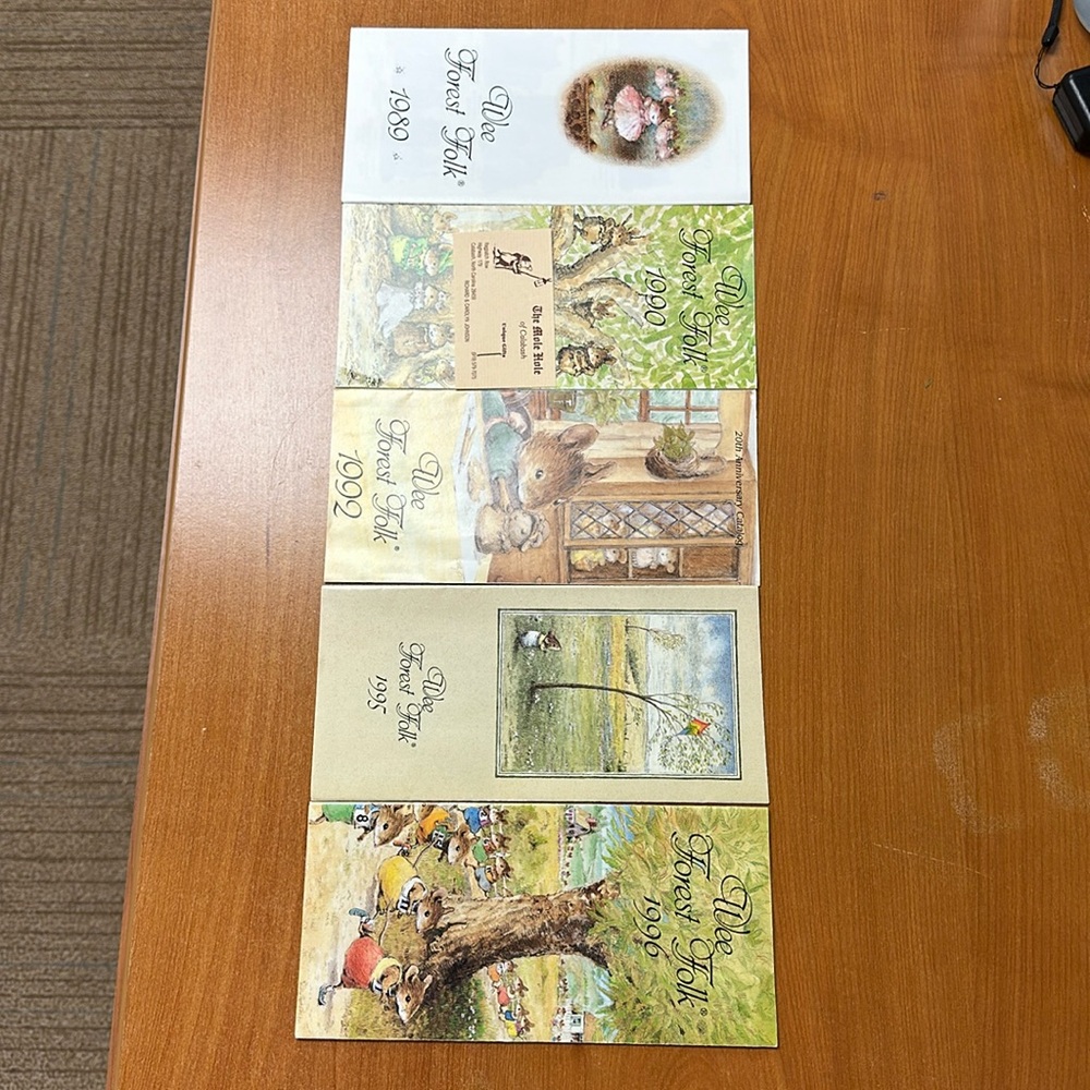 Wee Forest Folk brochures from 1989, 1990, 1992, 1995, 1996. Rare and vintage.